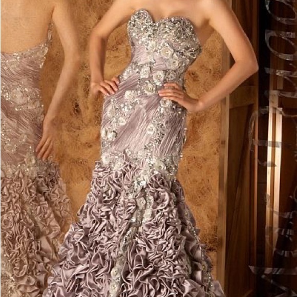 Evening by Mac Duggal Couture | size 8 altered to size 0 | Gray Platinum White - Picture 1 of 5